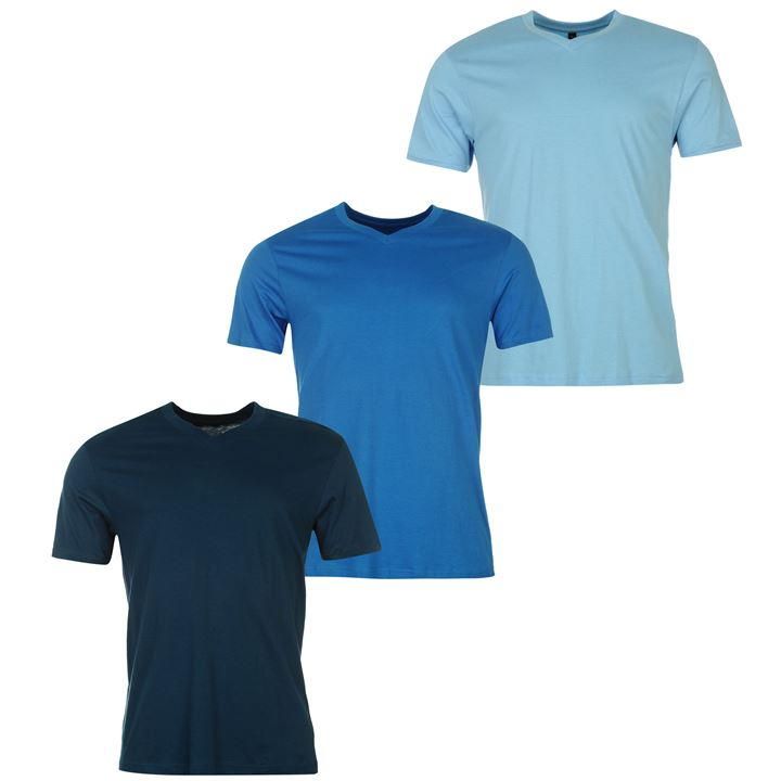 Donnay Men's Three Pack V Neck T-Shirt - Light, Blue & Dark Blue ...