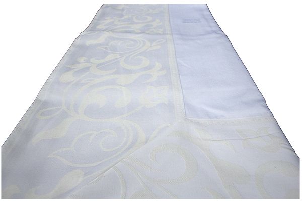 Cottonbox Polycotton Plain w/Taranto White Border - 10-12 Seater Tablecloth