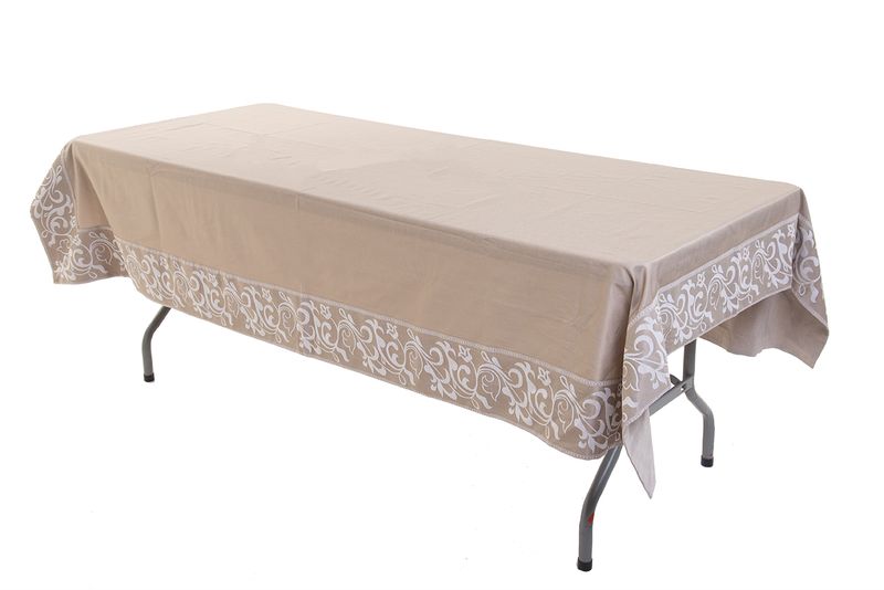 Cottonbox Polycotton Plain w/Taranto Taupe Border - Square Tablecloth