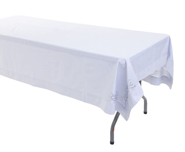 Cottonbox Polycotton Plain Grey with Crystal Des - 8-10 Seater Tablecloth
