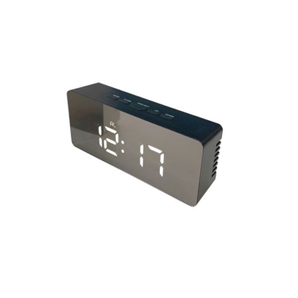 Iconix Led Mirrored Alarm Clock - Black