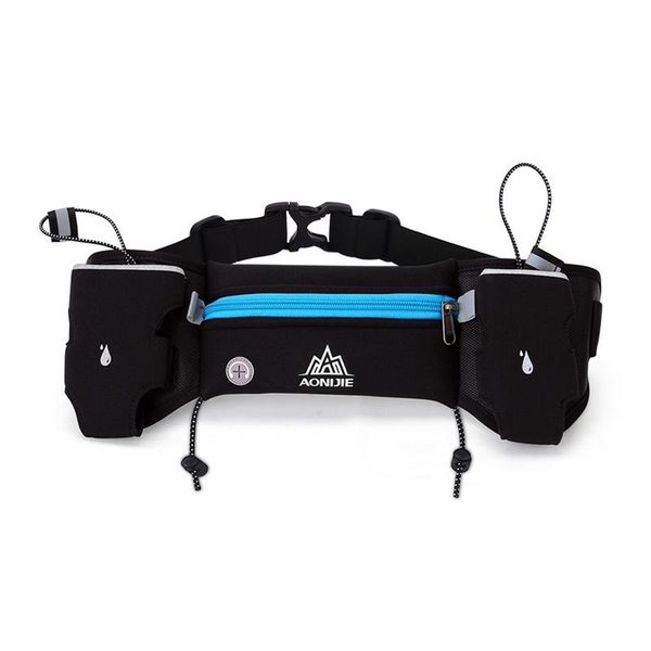 Sports Hydration Belt with Bottle Holders with Blue Zip