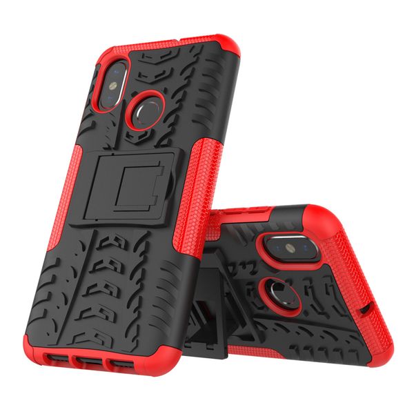 Rugged Skin Hard Cover Stand for Xiaomi Mi8 Mi 8 Red