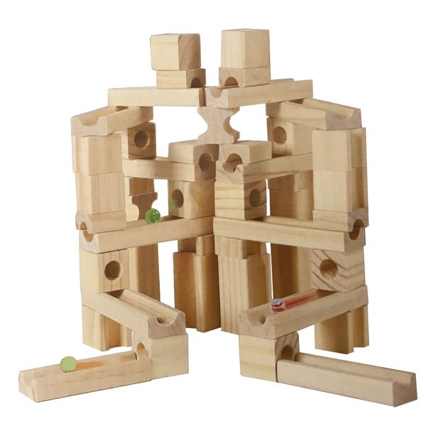 60 Piece Classic Wood &amp; Marbles Construction Set