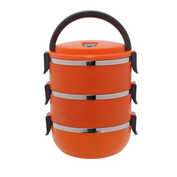 Triple Layer Stainless Steel Lunch Box - Orange