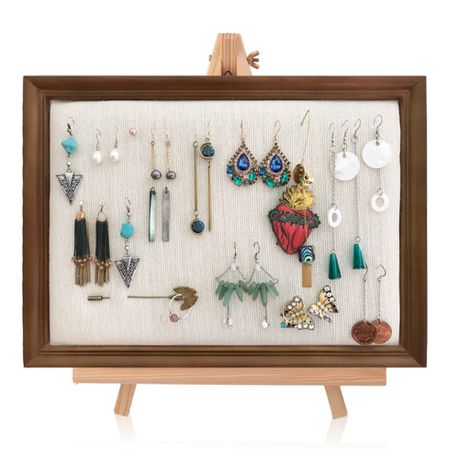 Ilyapa Wall Mounted Jewelry Organizer with Shelf - Rustic White Wood -  ilyapa