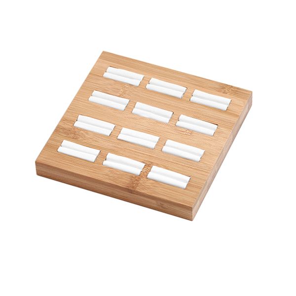 12 Slots Bamboo Jewelry Display Stand - White