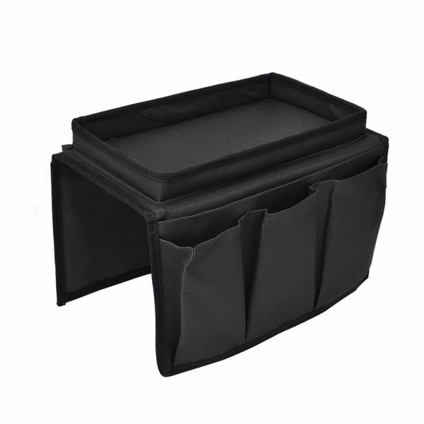 Sofa Armrest Organizer with Cup Holder Tray - Black