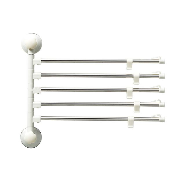 Wall-Mounted Swivel Bars Bathroom Towel Rack Hanger - 5 Arm