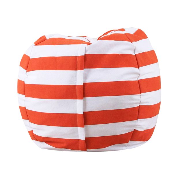 Kids Stuffed Animal Storage Bean Bag Chair - Orange Stripes