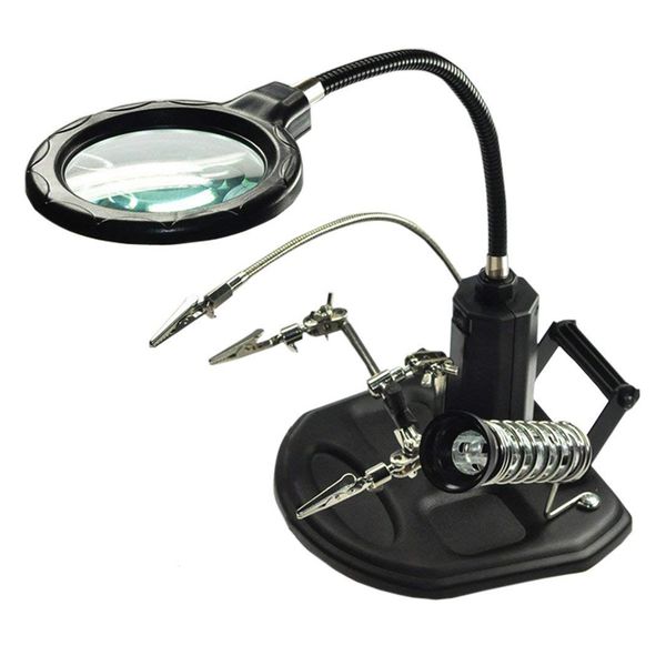 LED Light Helping Hands Magnifier Station