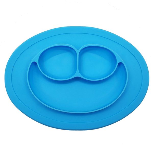 Baby Ellipse Smile Face Silicone Placemat - Blue