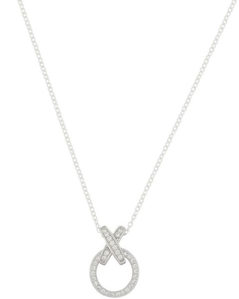 Miss Jewels - Circle &amp; Cross Design Pendant/Necklace in Sterling Silver