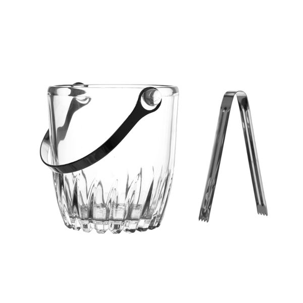Bee Glass - Wave Glass Ice Bucket With Tong - Set Of 1