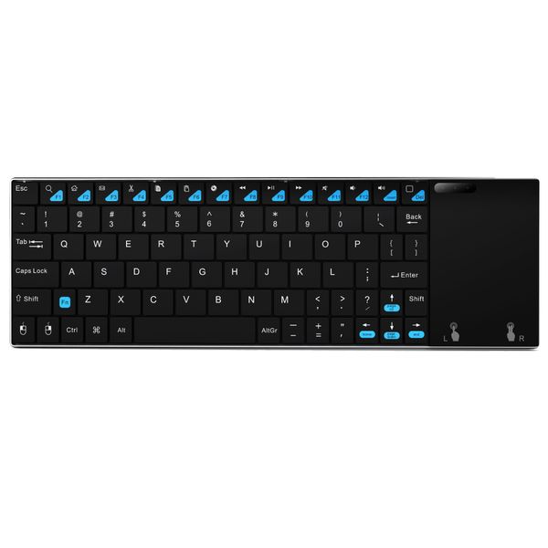 Rii Wireless QWERTY Slim Mini Touchpad Bluetooth 4.0 Full Keyboard Black