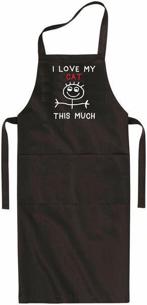 Qtees Africa I Love My Cat This Much Black Apron