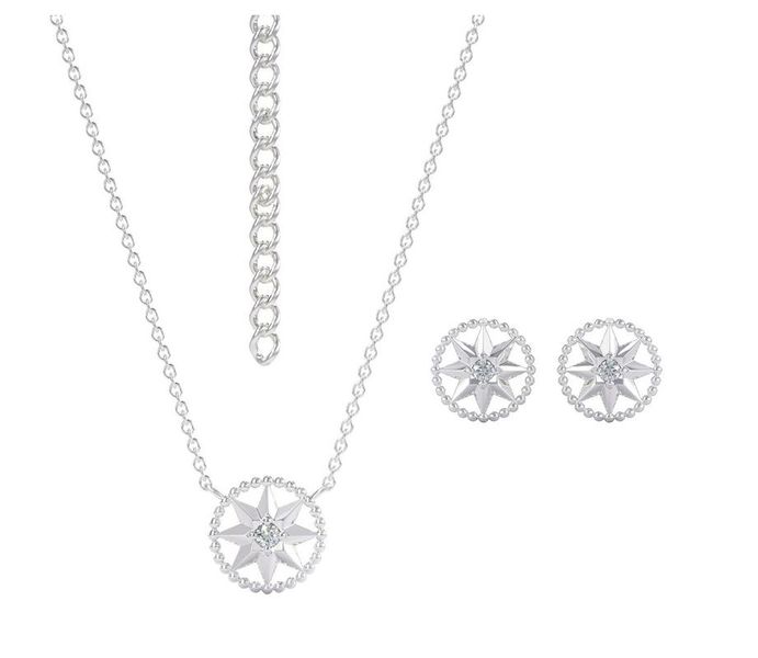 Dhia S925 Compass Earrings and Necklace Set made with Swarovski Zirconia