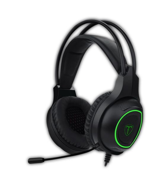T-Dagger Atlas Green Lighting PC Gaming Headset Gooseneck Mic - Black/Green