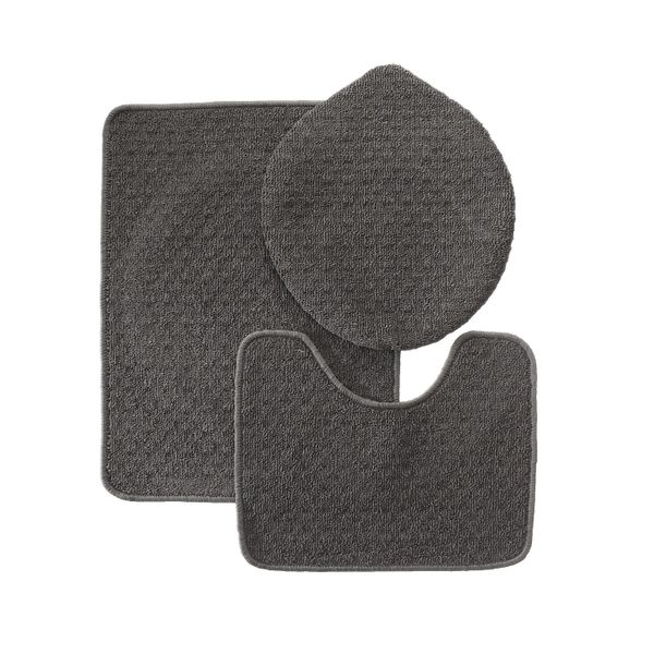 Carolina 3 Piece Bath Mat Set - Charcoal image