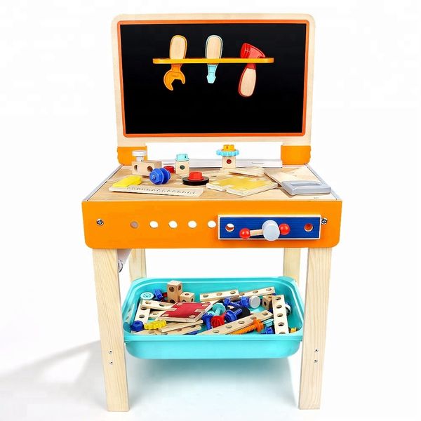 TopBright 2-in-1 Tool Work Bench, Art Desk &amp; Chalk Board for Kids