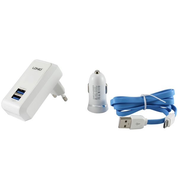 LDNIO 3 in 1 Multi Purpose Charger Mirco Cable 2.1A - White