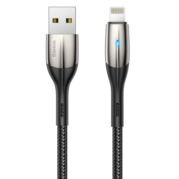Baseus 0.5m - 2.4a Led Horizontal Usb Type-a 2.0 to Lightning Cable - Black