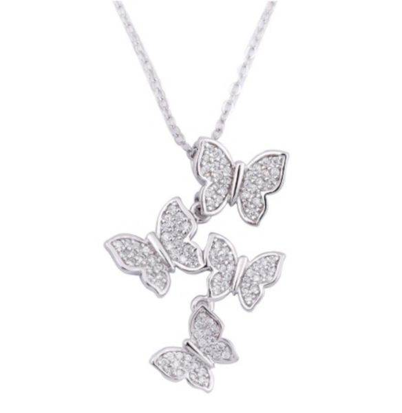 Elegant Zircon Butterfly Necklace