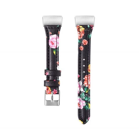 Floral band for Fitbit Charge 3( Size S/M)- Black &amp; Red