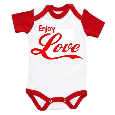 The Funky Shop White Red Baby Grow Enjoy Love Shop Today