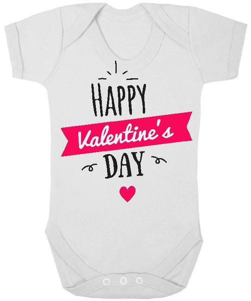 The Funky Shop - White Baby Grow - Happy Valentines Day