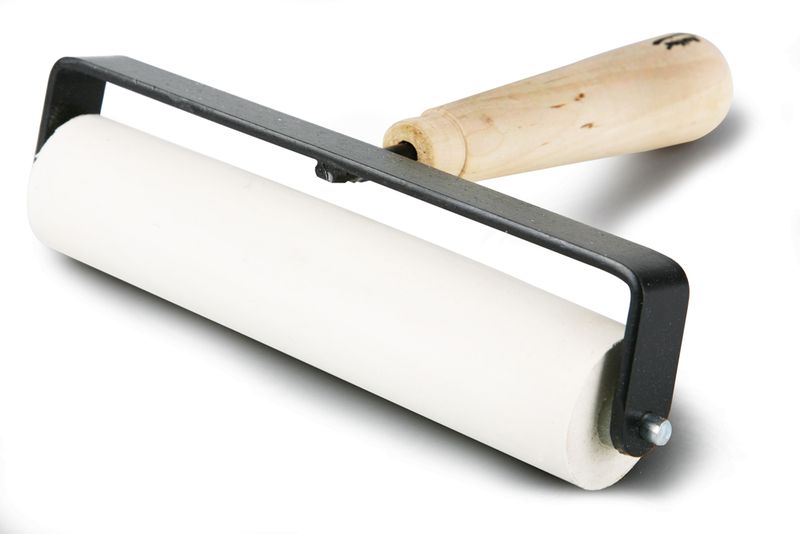 Rolfes Wood Handle Hard Rubber Brayer 6 inch