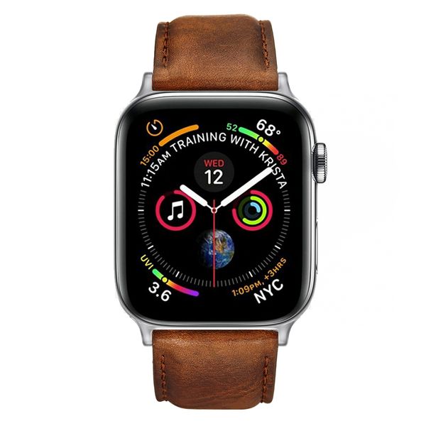 Colton James Leather Strap for Silver 44mm Apple Watch-Sandstone