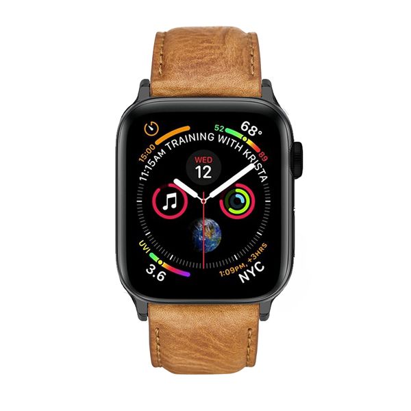 Colton James Leather Strap for Black/Space Grey 44mm Apple Watch-Sandstone