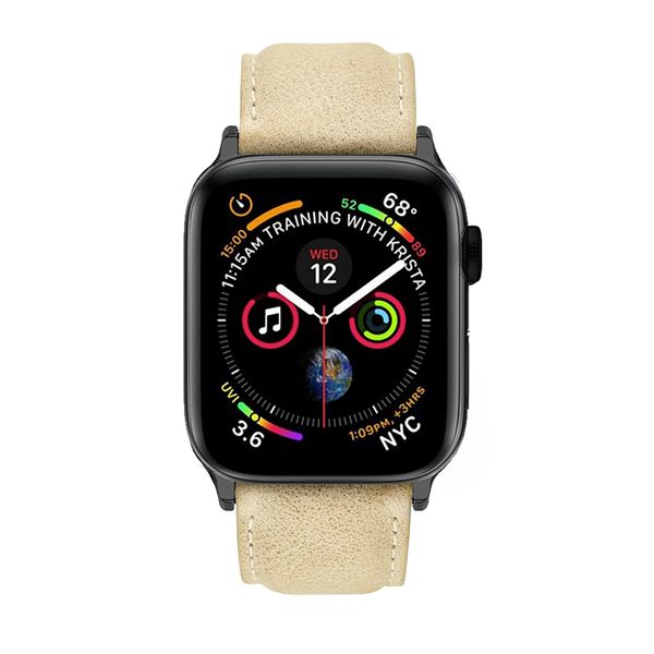Colton James Leather Strap for Black/Space Grey 44mm Apple Watch-Sandstone