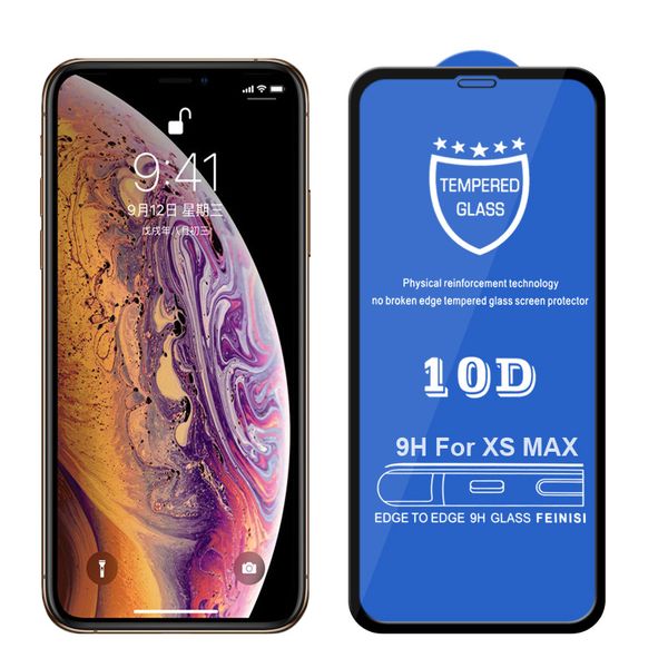 10D Curved Tempered Glass for Apple iphone XS MAX