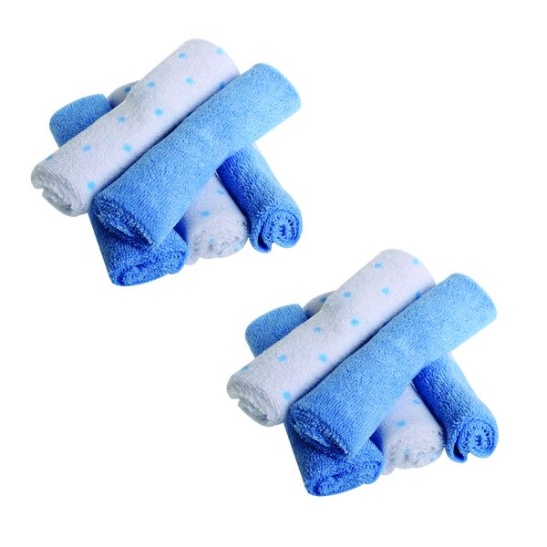 Baby Face Cloths - Blue &amp; White