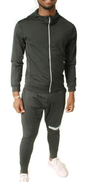 Men's Running Tracksuit 2 Piece Set Black