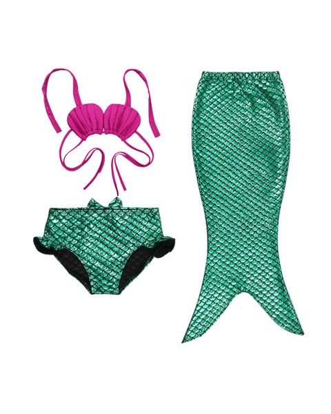 Green 3 Piece Mermaid Dress Up Bikini 8-9