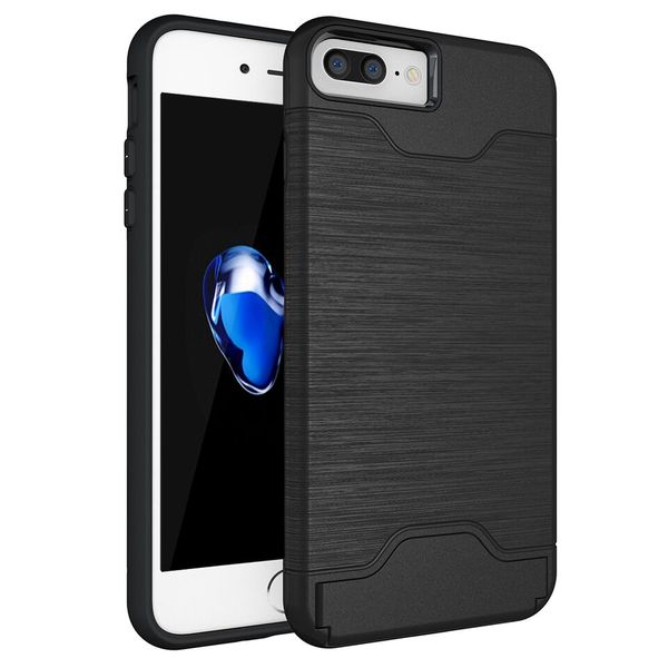 TUFF-LUV Shockproof Dual Layer Armour Case (with Stand &amp; Card slot) for Apple iPhone 7 Plus /8 Plus Black