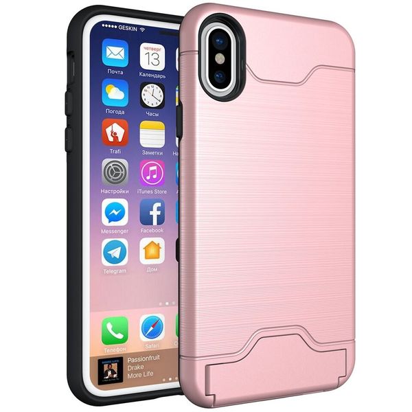 TUFF-LUV Shockproof Dual Layer Armour Case (with Stand &amp; Card slot) for Apple iPhone XR Rose Gold