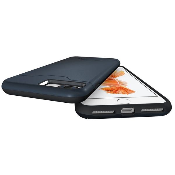 TUFF-LUV Shockproof Dual Layer Armour Case (with Stand &amp; Card slot) for Apple iPhone 7/8 and iPhone SE 2020 - Navy Blue