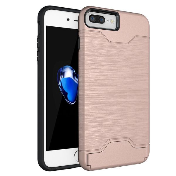 TUFF-LUV Shockproof Dual Layer Armour Case (with Stand &amp; Card slot) for Apple iPhone 7 Plus /8 Plus Rose Gold