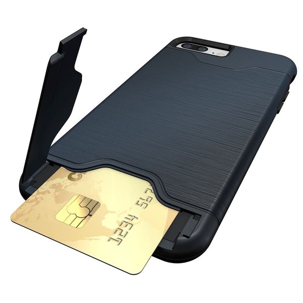 TUFF-LUV Shockproof Dual Layer Armour Case (with Stand &amp; Card slot) for Apple iPhone 7 Plus /8 Plus Navy Blue