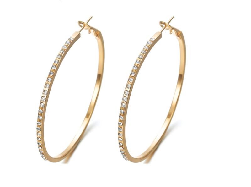 Fashionable Hoop Rhinestone Circular Earrings