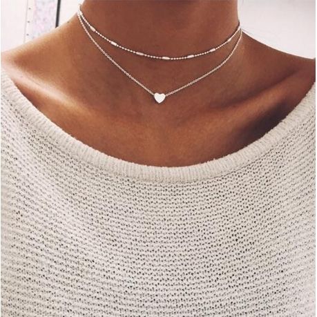 double layer heart necklace