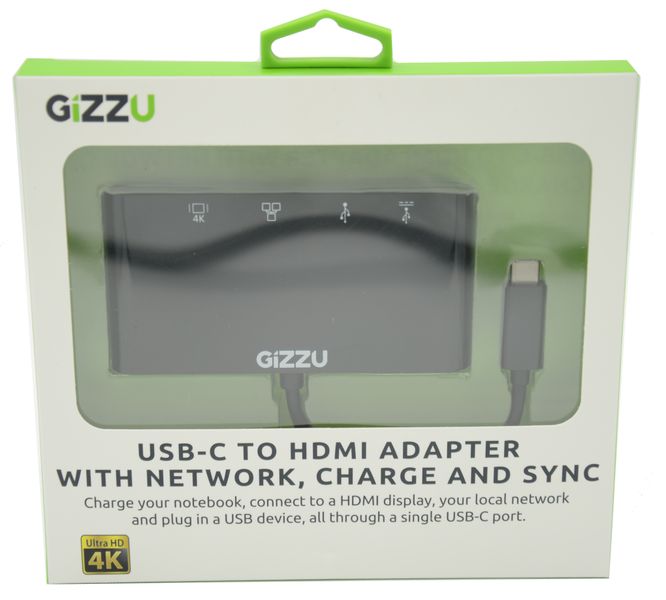 GIZZU USB-C to USB3 Hub/Dock - Ethernet - HDMI - Data &amp; Charging Adapter