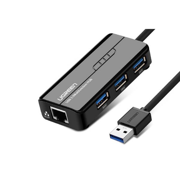 UGreen 20265 USB3.0 3Port Hub with Gigabit Ethernet Port-Black