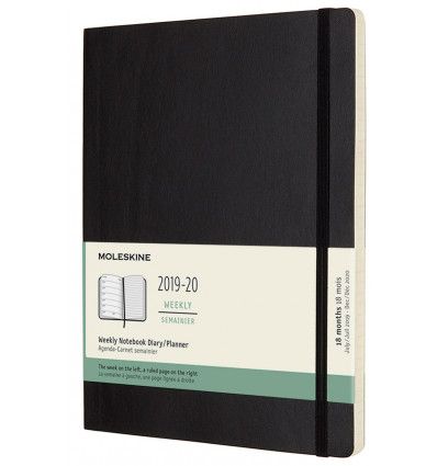 Moleskine 2019-20 Weekly Planner, 18m, Extra Large, Black, Soft Cover (7.5 X 9.75)