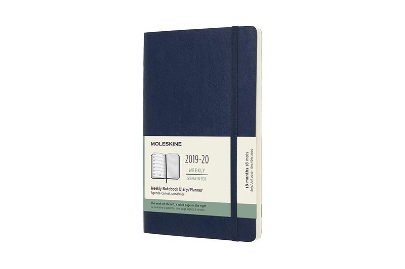 Moleskine 2019-20 Weekly Planner, 18m, Large, Sapphire Blue, Soft Cover (5 X 8.25)