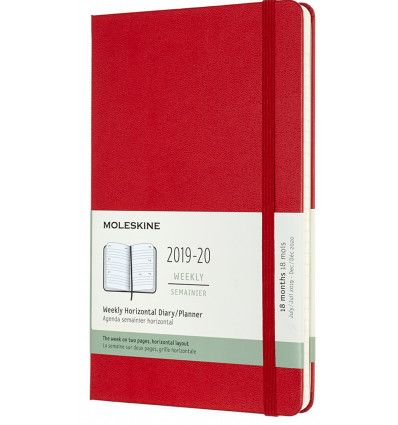 Moleskine 2019-20 Weekly Horizontal Planner, 18m, Large, Scarlet Red, Hard Cover (5 X 8.25)